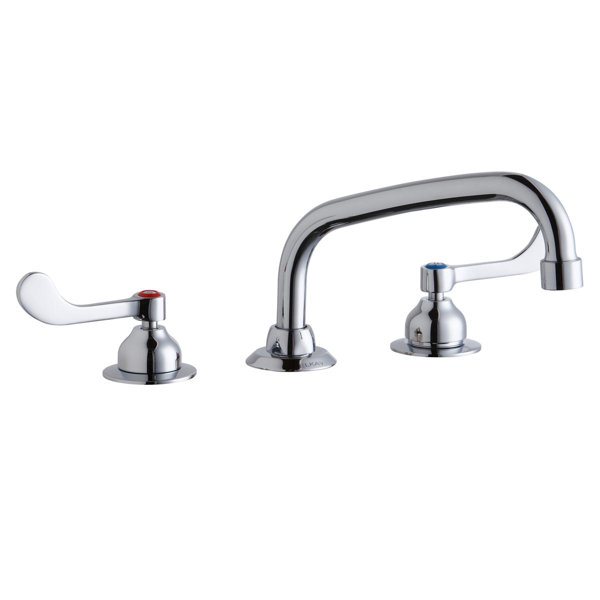 Elkay 8" Centerset with Concealed Deck Faucet with 8" Arc Tube Spout 4" Wristblade Handles Chrome LK800AT08T4
