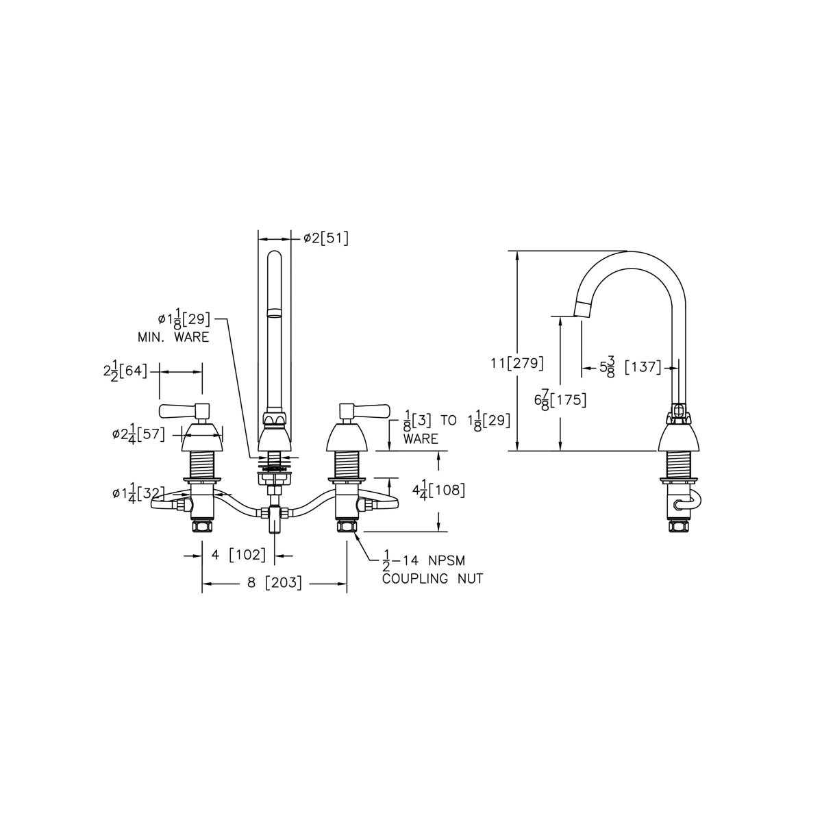 Elkay 8" Centerset with Concealed Deck Faucet with 5" Gooseneck Spout 2" Lever Handles Chrome LK800GN05L2