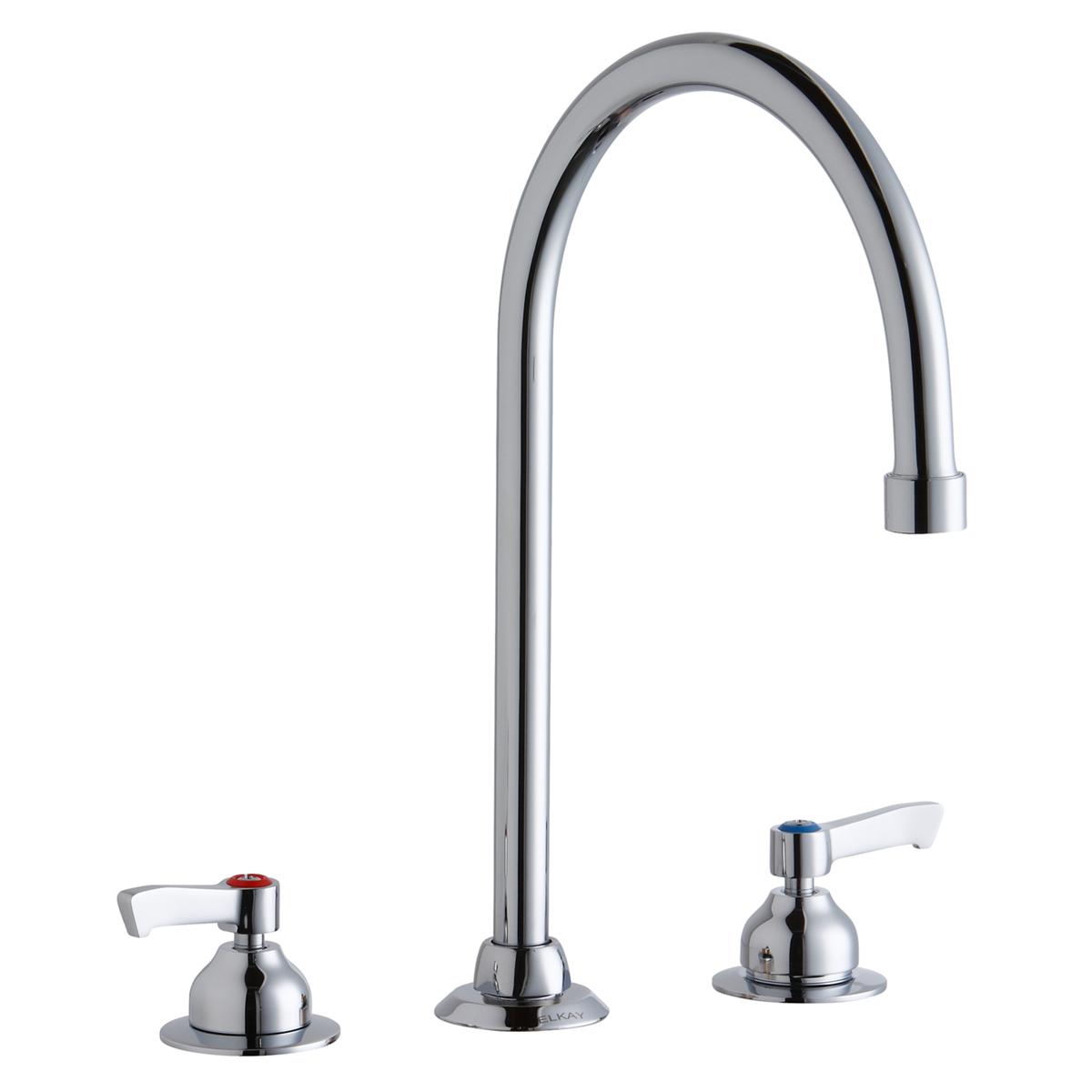 Elkay 8" Centerset with Concealed Deck Faucet with 8" Gooseneck Spout 2" Lever Handles Chrome LK800GN08L2
