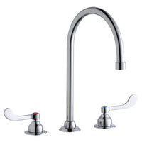 Elkay 8" Centerset with Concealed Deck Faucet with 8" Gooseneck Spout 4" Wristblade Handles Chrome LK800GN08T4