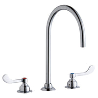 Elkay 8" Centerset with Concealed Deck Laminar Flow Faucet with 8" Gooseneck Spout 4" Wristblade Handles Chrome LK800LGN08T4