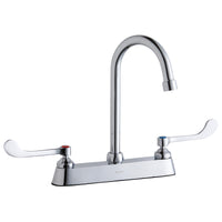 Elkay 8" Centerset with Exposed Deck Faucet with 5" Gooseneck Spout 6" Wristblade Handles Chrome LK810GN05T6