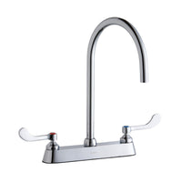 Elkay 8" Centerset with Exposed Deck Laminar Flow Faucet with 8" Gooseneck Spout 4" Wristblade Handles Chrome LK810LGN08T4
