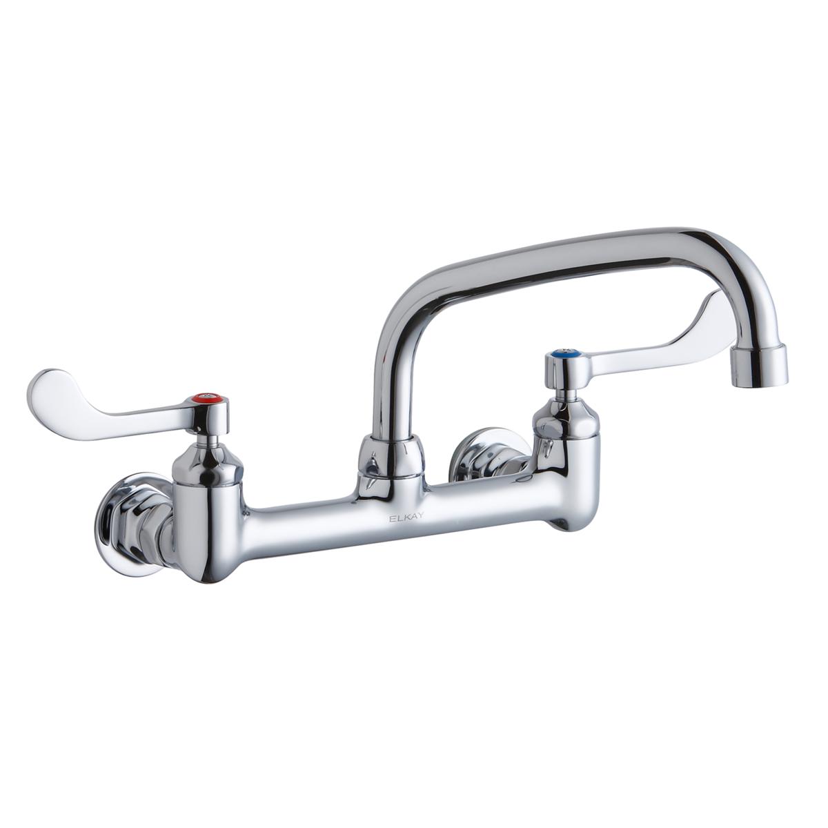Elkay Foodservice 8" Centerset Wall Mount Faucet with 8" Arc Tube Spout 4" Wristblade Handles 1/2in Offset Inlets LK940AT08T4H