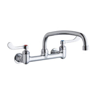 Elkay Foodservice 8" Centerset Wall Mount Faucet with 12" Arc Tube Spout 4" Wristblade Handles 1/2in Offset Inlets LK940AT12T4H