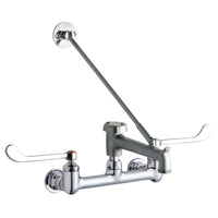 Elkay 8" Centerset Wall Mount Faucet with 7" Bucket Hook Spt 6" Wristblade Handles 1/2in Offset Inlets Rough Chrome LK940BR07T6H