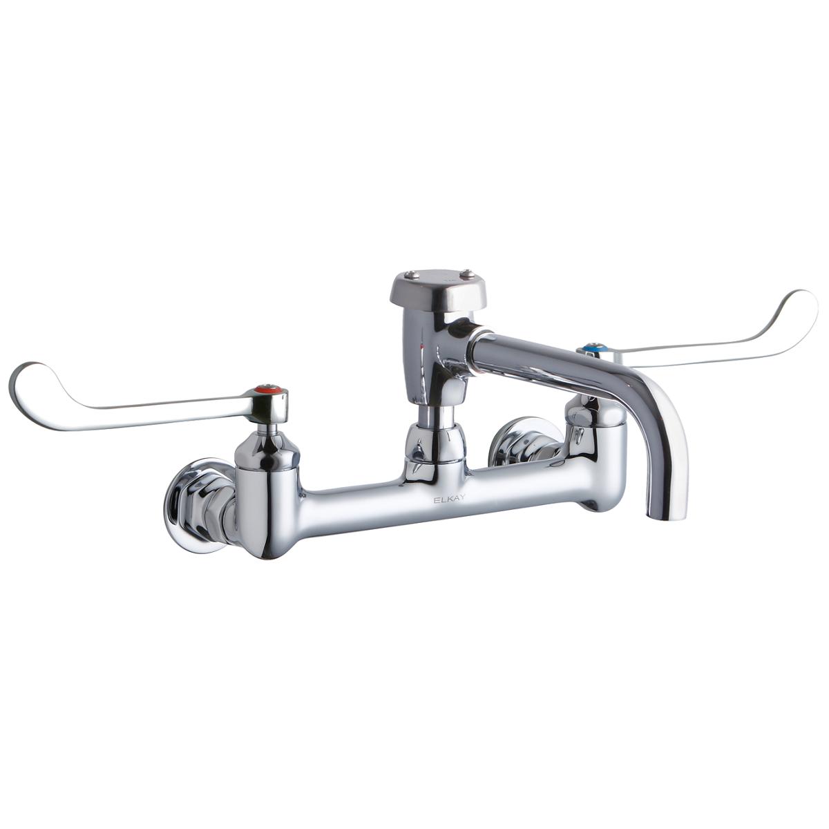 Elkay Service/Utility 8" Centerset Wall Mount Faucet with 7" Vented Spout 6" Wristblade Handles 1/2in Offset Inlets LK940VS07T6H