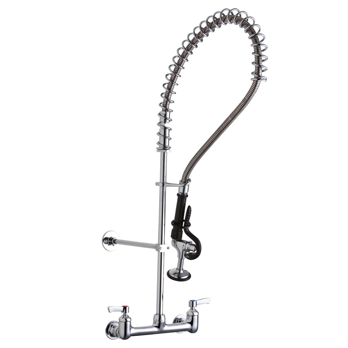 Elkay 8" Centerset Wall Mount Faucet 44in Flexible Hose w/1.2 GPM Spray Head 2in Lever Handles 1.2 GPM Spray Head LK943LC