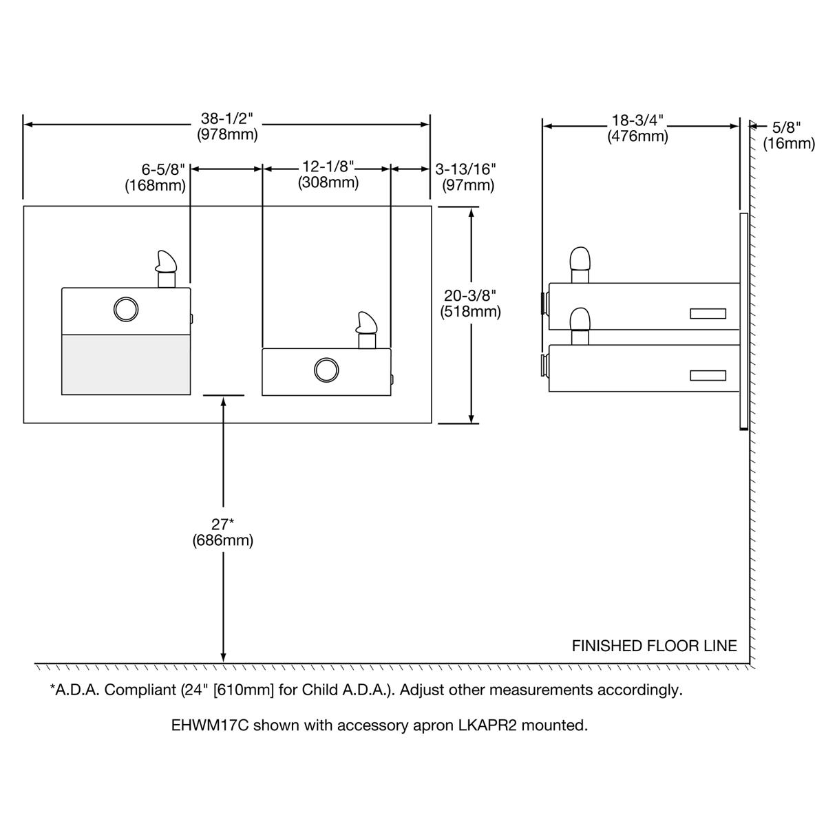 Elkay Cane Apron for EHW Stainless Steel LKAPR2