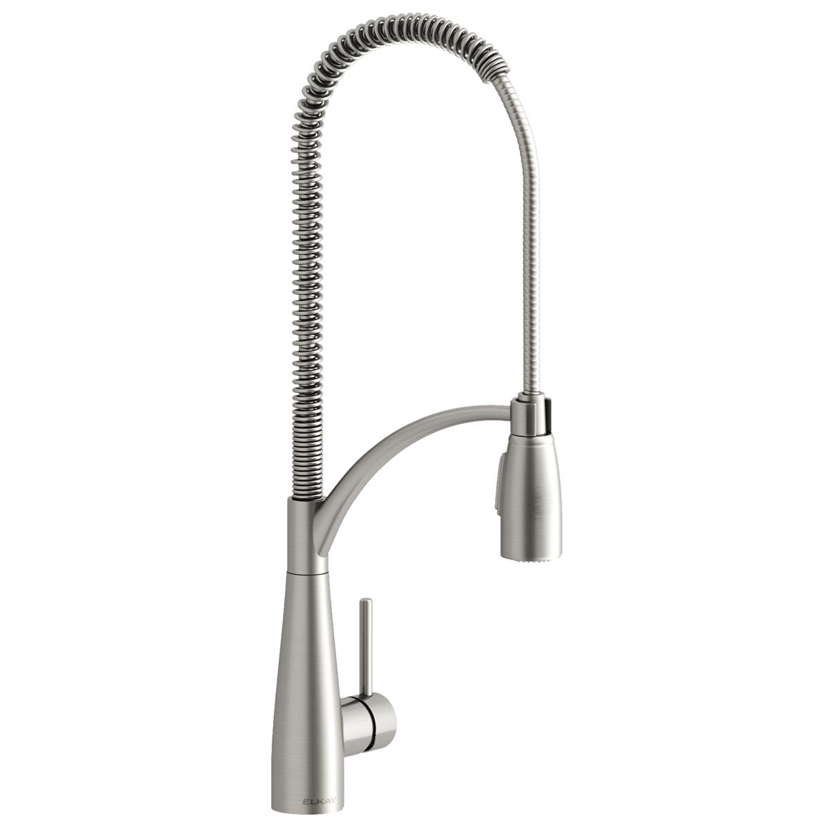 Elkay Avado Single Hole Kitchen Faucet with Semi-professional Spout Forward Only Lever Handle, Lustrous Steel LKAV4061LS