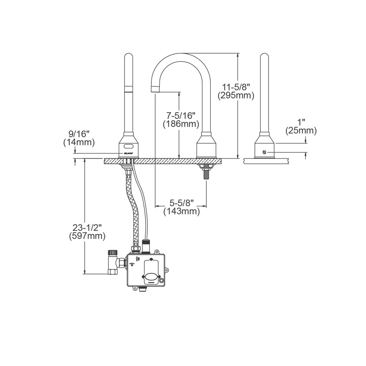 Elkay Commercial Electronic Sensor Scrub/Handwash Battery Powered Deck Mount Faucet Laminar Flow LKB721CNC