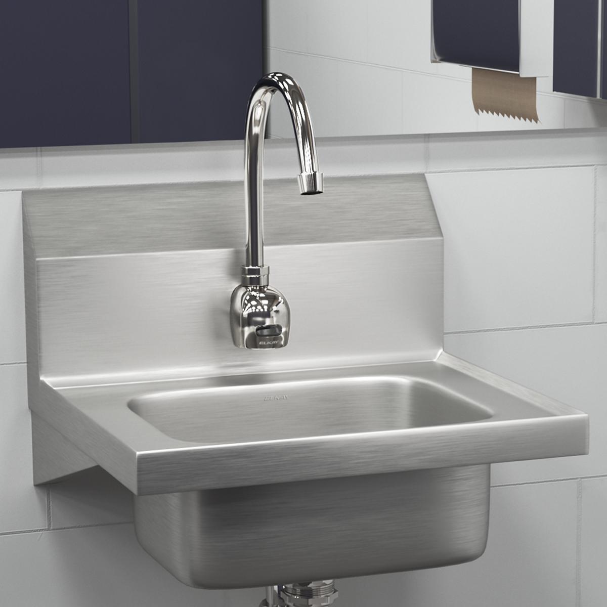 Elkay Commercial Electronic Sensor Scrub/Handwash Battery Powered Wall Mount Faucet Chrome LKB722C