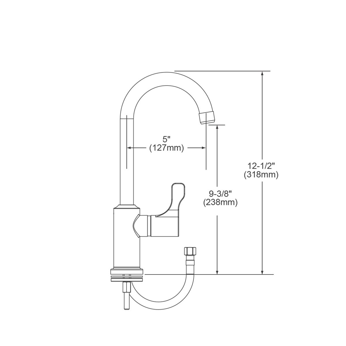 Elkay Single Hole 8-5/8" Deck Mount Faucet with Gooseneck Spout Lever Handle on Left Side Chrome LKD208513LC