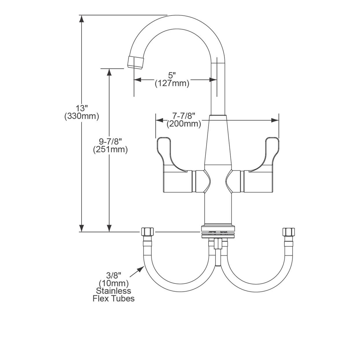 Elkay Single Hole Deck Mount Faucet with Gooseneck Spout Twin Lever Handles Chrome LKD2223C