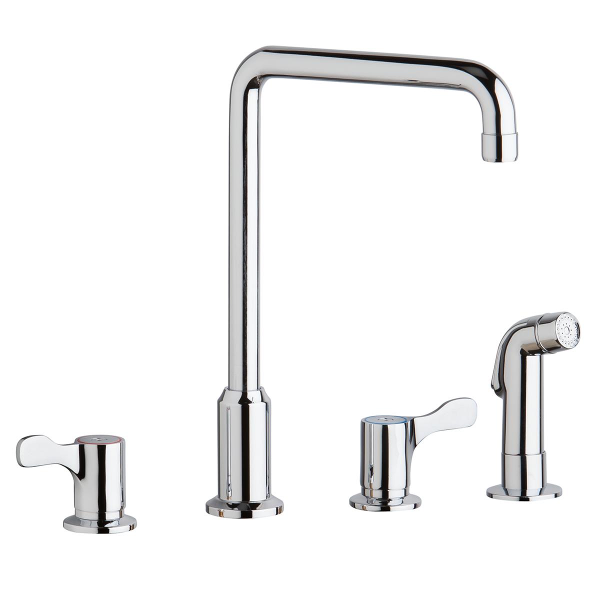 Elkay 8" Centerset Concealed Deck Mount Faucet with Arc Spout and 2-5/8" Lever Handles with Side Spray Chrome LKD2433C