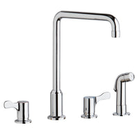 Elkay 8" Centerset Concealed Deck Mount Faucet with Arc Spout and 2-5/8" Lever Handles with Side Spray Chrome LKD2433C