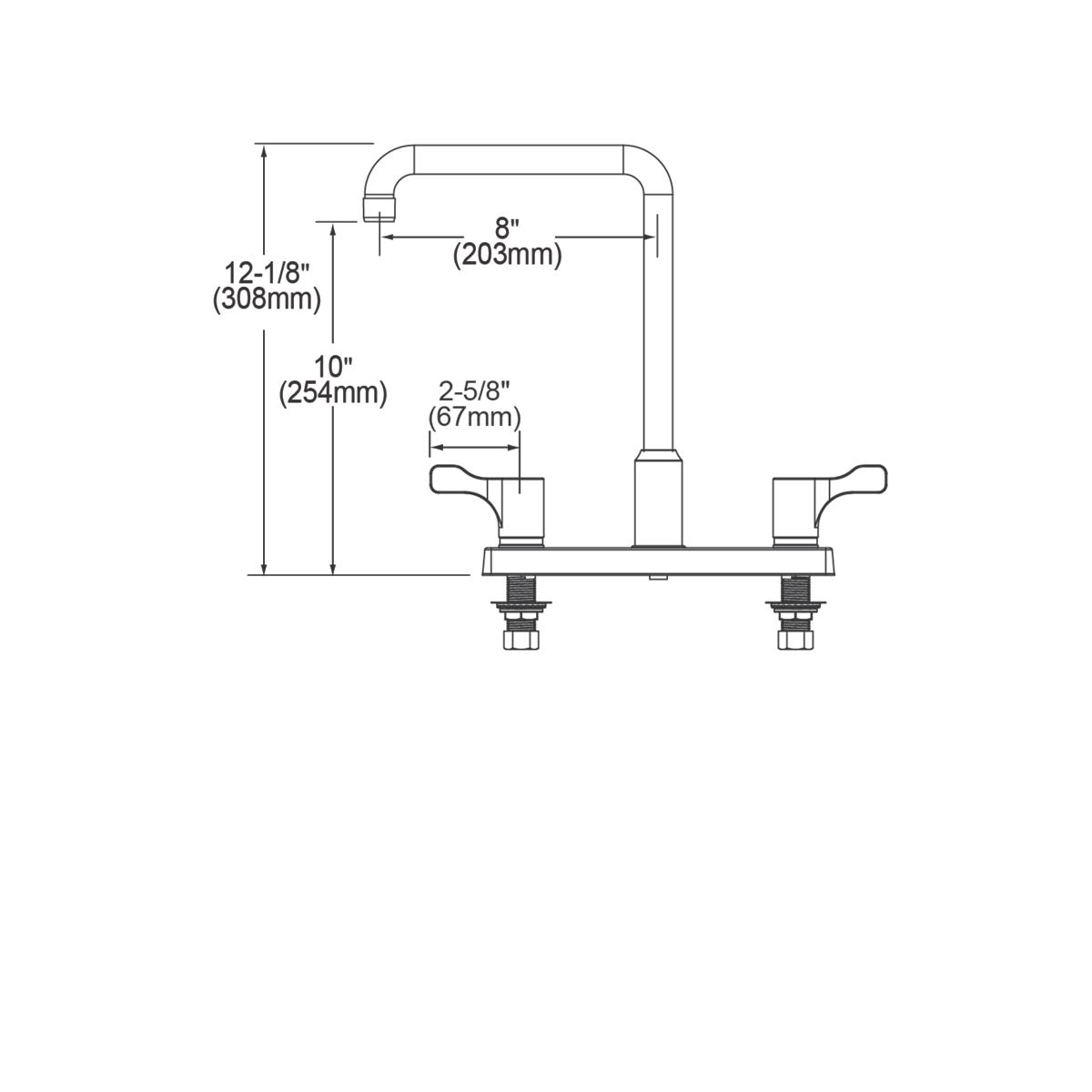 Elkay 8" Centerset Exposed Deck Mount Faucet with Arc Spout and 2-5/8" Lever Handles Chrome LKD2442C