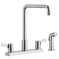 Elkay 8" Centerset Exposed Deck Mount Faucet with Arc Spout and 2-5/8" Lever Handles with Side Spray Chrome LKD2443C