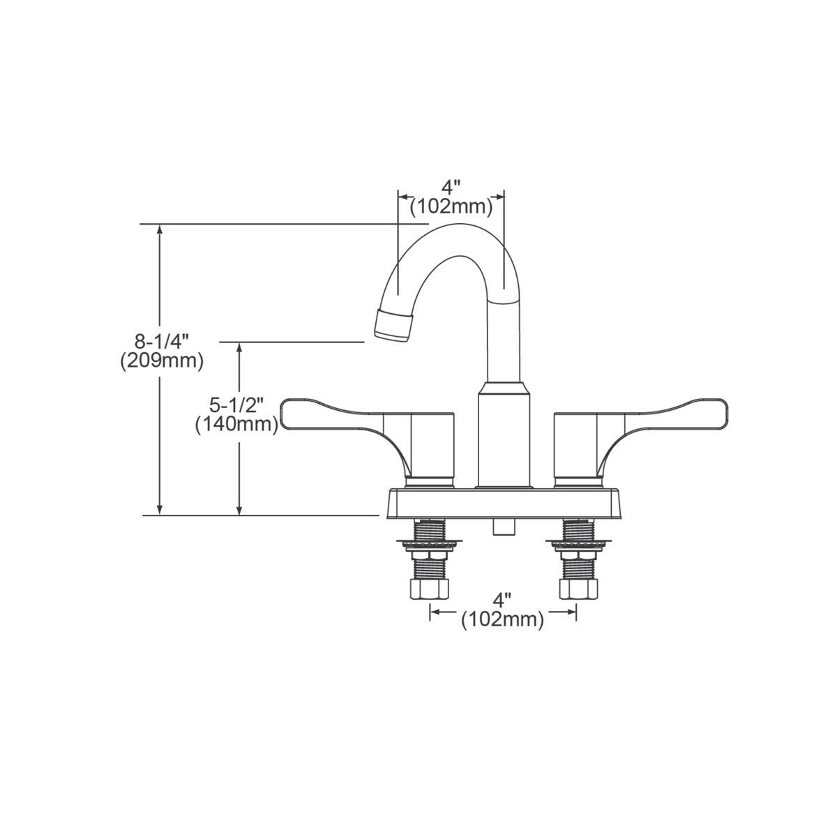 Elkay 4" Centerset Exposed Deck Mount Faucet with Arc Spout and 4" Lever Handles LKD24898BHC