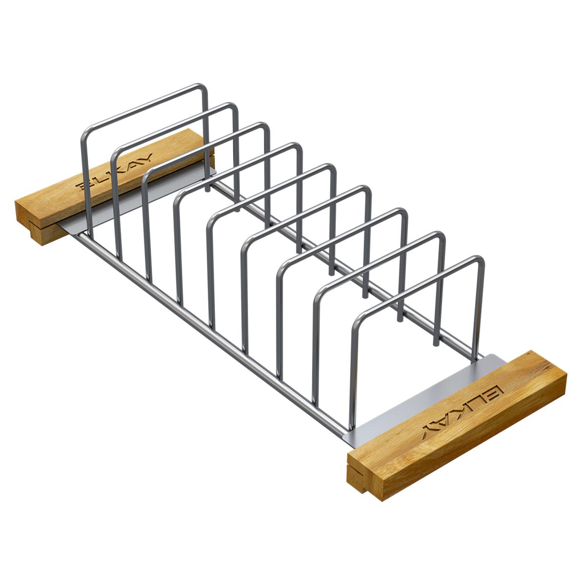 Elkay Crosstown Stainless Steel 16-7/8" x 6-3/4" x 4-1/4" Drying Rack with Wood Handles LKDR0717SS