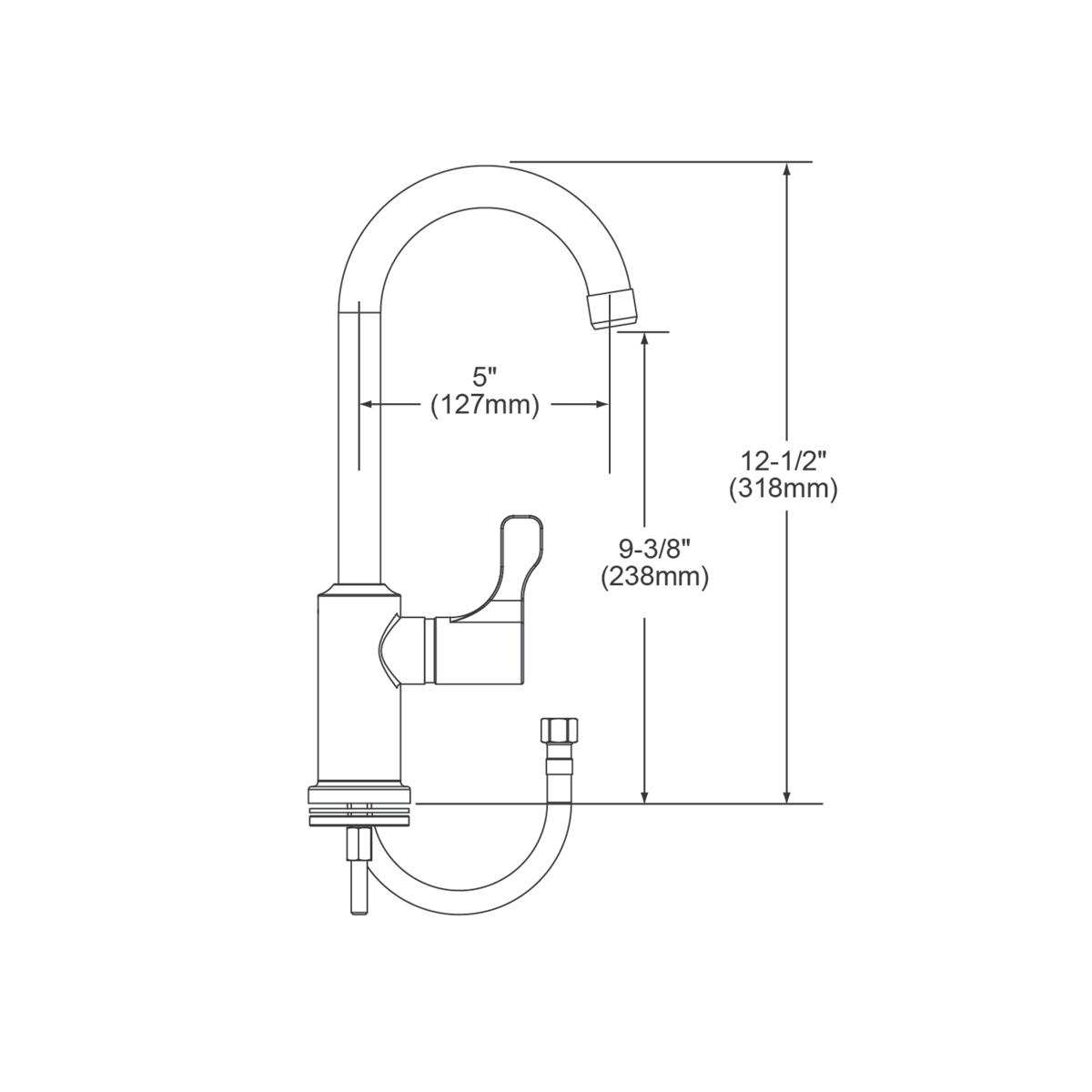 Elkay Single Hole 12-1/2" Vandal Resistant Deck Mount Faucet with Gooseneck Spout Lever Handle on Left Side Chrome LKDVR208513LC