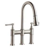 Elkay LKEC2037LS Lead-Free Explore™ Three Hole Bridge Faucet with Pull-down Spray and Lever Handles Lustrous Steel