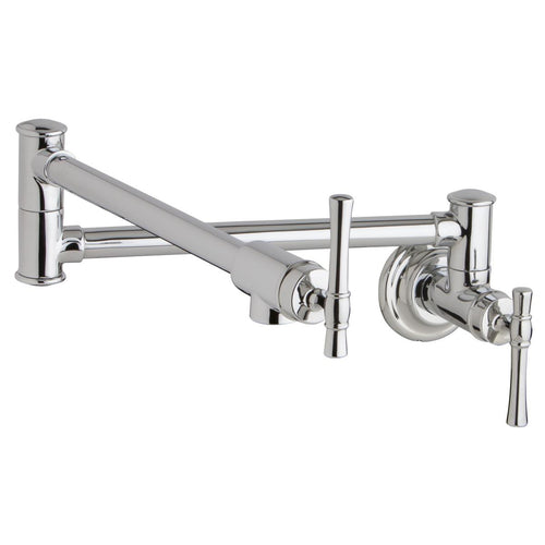 Elkay Explore Wall Mount Single Hole Pot Filler Kitchen Faucet with Lever Handles Chrome LKEC2091CR