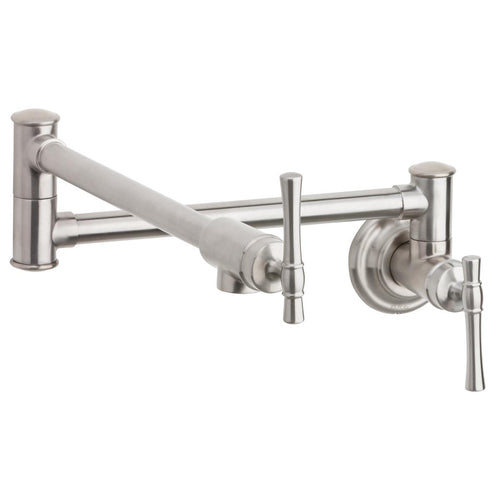 Elkay Explore Wall Mount Single Hole Pot Filler Kitchen Faucet with Lever Handles Lustrous Steel LKEC2091LS