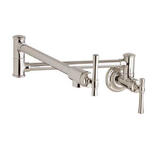 Elkay Explore Wall Mount Single Hole Pot Filler Kitchen Faucet with Lever Handles Polished Nickel LKEC2091PN