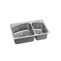Elkay Lustertone Classic Stainless Steel 33" x 22" x 9", 1-Hole 60/40 Double Bowl Dual Mount Sink with Perfect Drain LKHSR2509RPD1