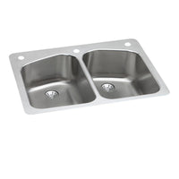 Elkay Lustertone Classic Stainless Steel 33" x 22" x 9", 3-Hole Equal Double Bowl Dual Mount Sink with Perfect Drain LKHSR33229PD3
