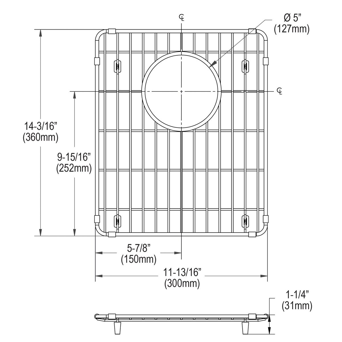 Elkay Stainless Steel 11-13/16" x 14-3/16" x 1-5/16" Bottom Grid LKOBG1315SS