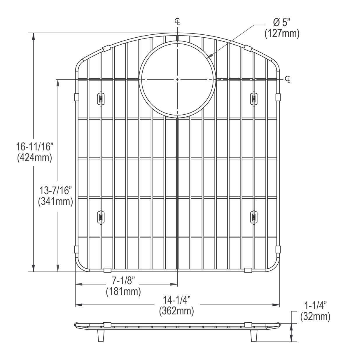 Elkay Stainless Steel 15-1/16" x 17-3/16" x 1" Bottom Grid LKOBG1618SS