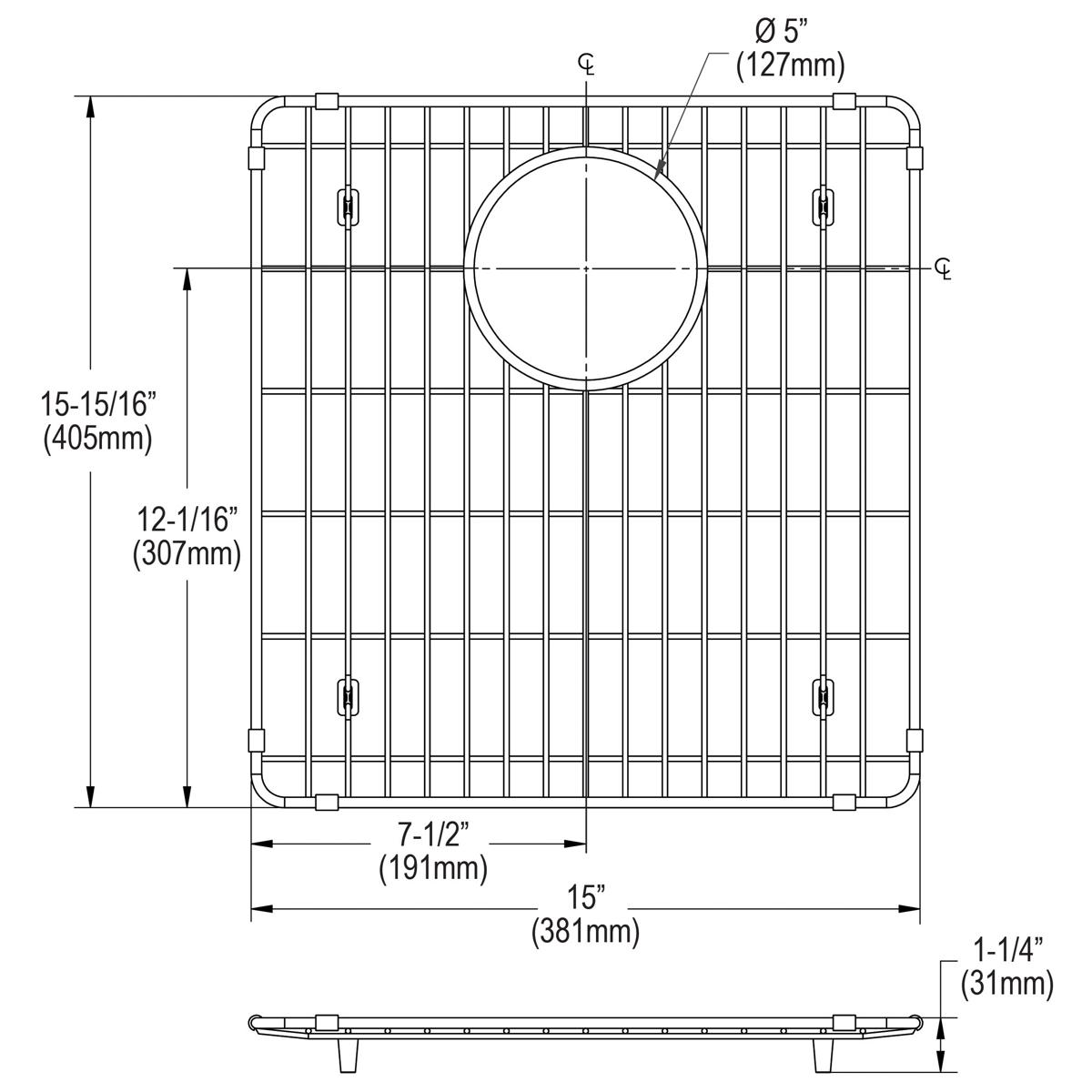 Elkay Stainless Steel 15" x 15-15/16" x 1-1/4" Bottom Grid LKOBG1718SS