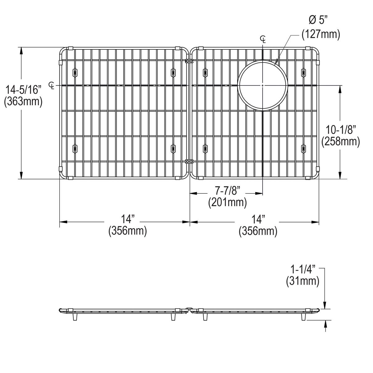 Elkay Stainless Steel 28-1/4" x 14-5/16" x 1-1/4" Bottom Grid LKOBG3016RSS