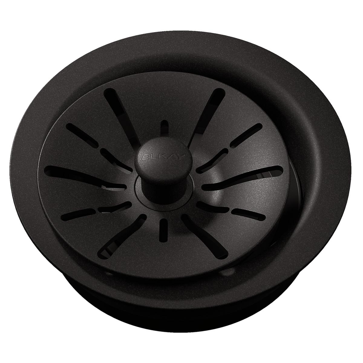 Elkay Quartz Perfect Drain 3-1/2" Polymer Disposer Flange with Removable Basket Strainer and Rubber Stopper Black LKPDQD1BK
