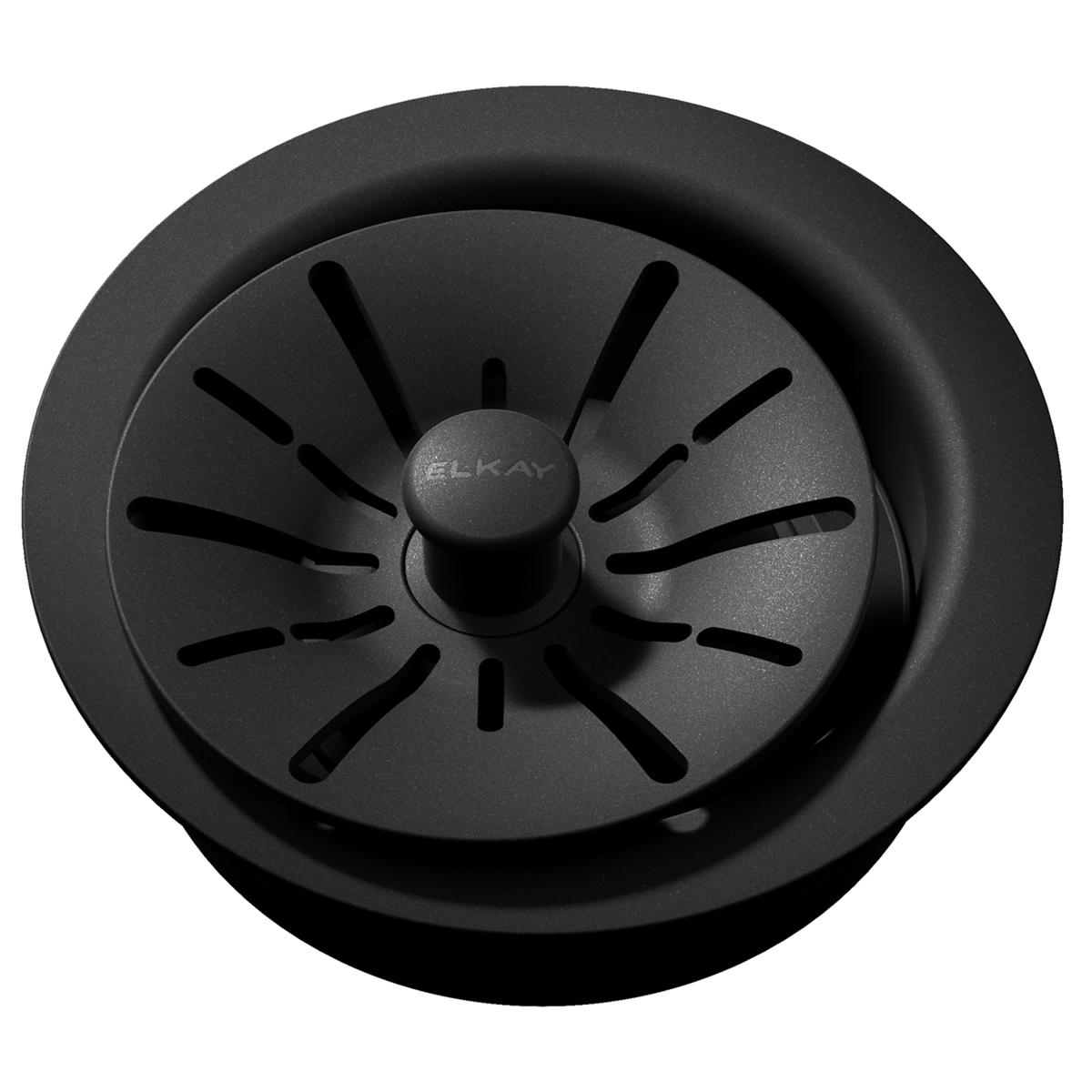 Elkay Quartz Perfect Drain 3-1/2" Polymer Disposer Flange with Removable Basket Strainer and Rubber Stopper Caviar LKPDQD1CA