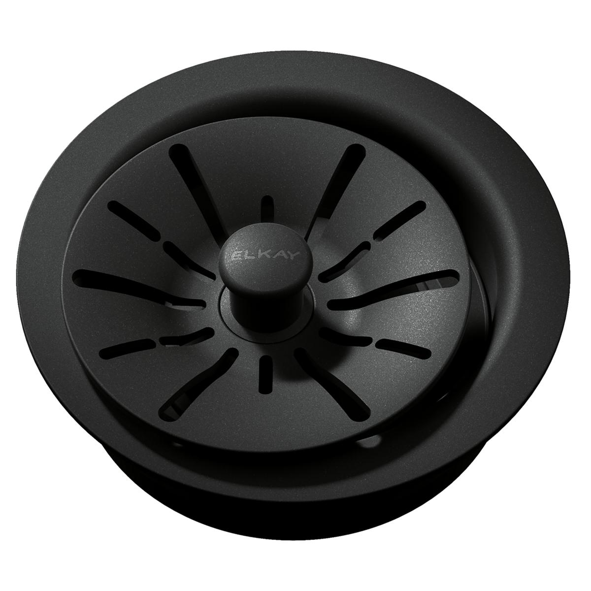 Elkay Quartz Perfect Drain 3-1/2" Polymer Disposer Flange with Removable Basket Strainer and Rubber Stopper Charcoal LKPDQD1CH