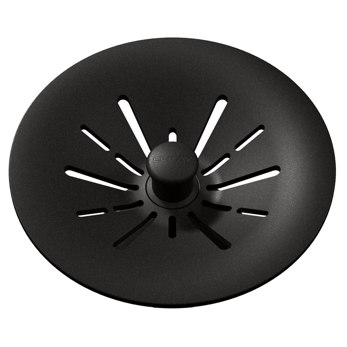 Elkay Quartz Perfect Drain 3-1/2" Removable Polymer Basket Strainer and Rubber Stopper Black LKPDQSBK