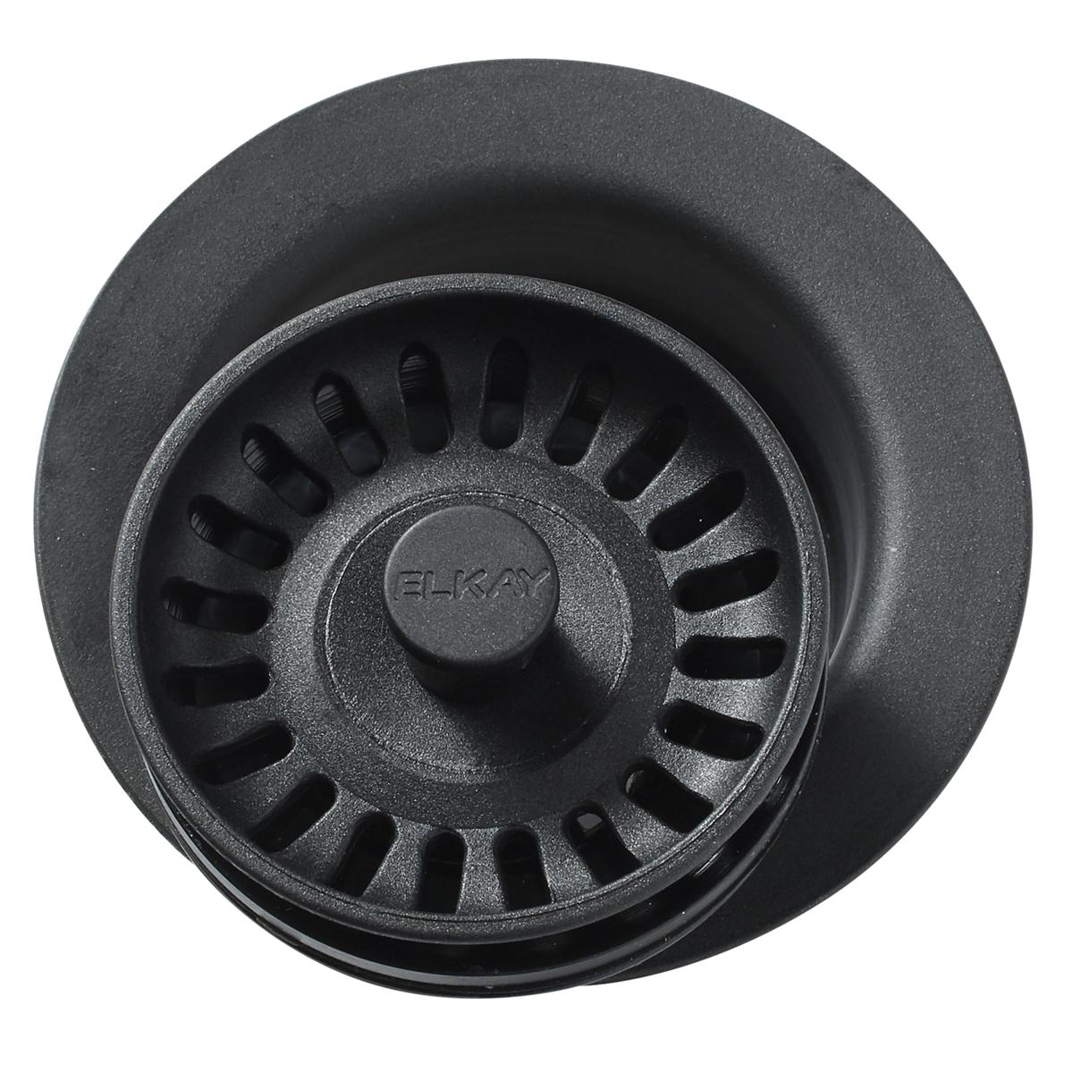 Elkay Polymer 3-1/2" Disposer Flange with Removable Basket Strainer and Rubber Stopper Black LKQD35BK