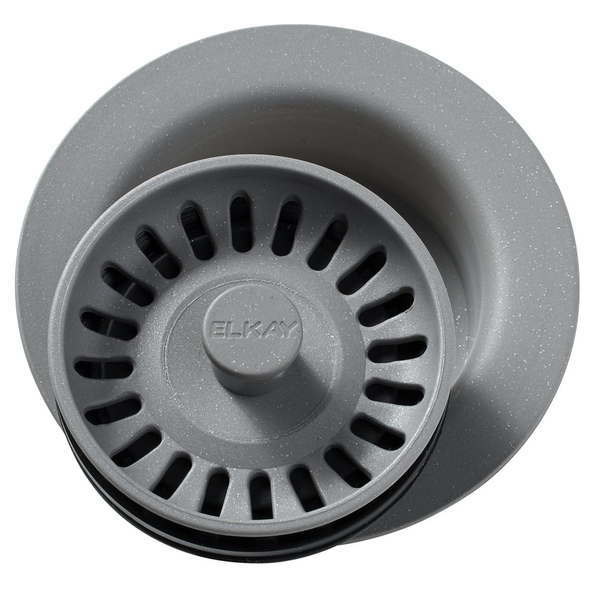 Elkay Polymer 3-1/2" Disposer Flange with Removable Basket Strainer and Rubber Stopper Greystone LKQD35GS