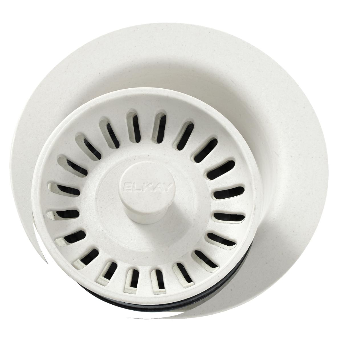 Elkay Polymer 3-1/2" Disposer Flange with Removable Basket Strainer and Rubber Stopper Parchment LKQD35PA