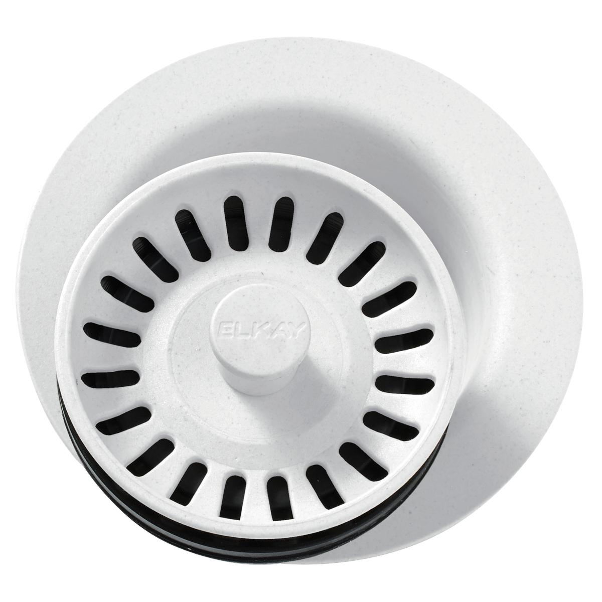 Elkay Polymer 3-1/2" Disposer Flange with Removable Basket Strainer and Rubber Stopper White LKQD35WH