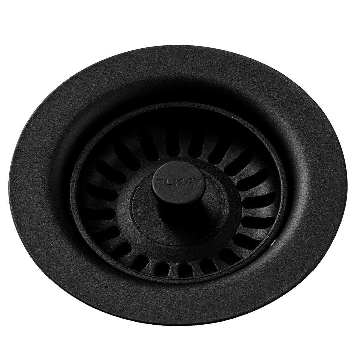 Elkay Polymer Drain Fitting with Removable Basket Strainer and Rubber Stopper Black LKQS35BK