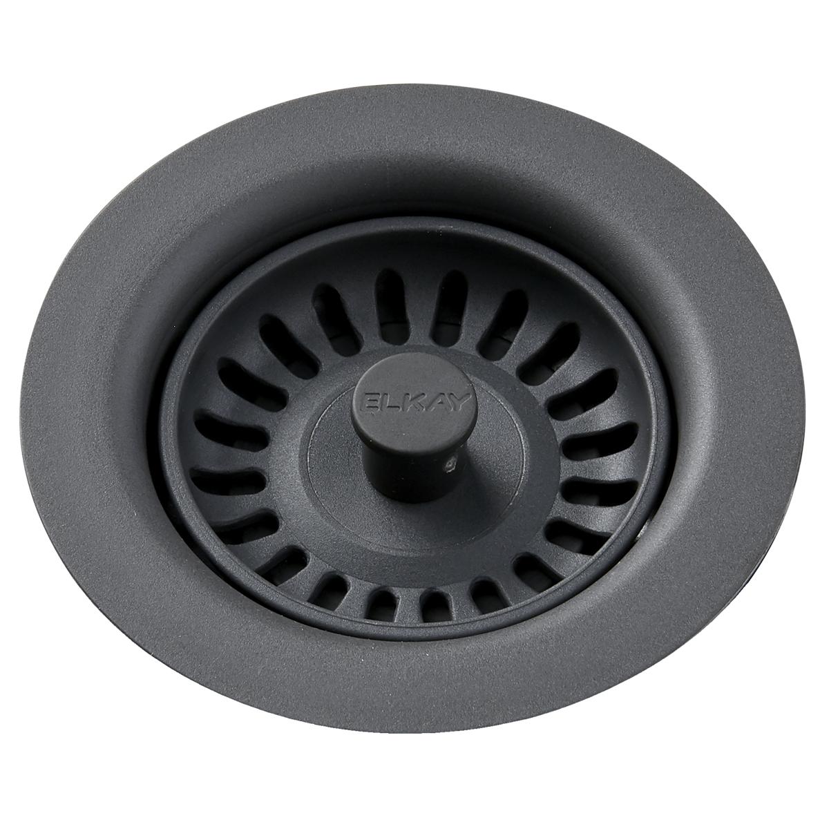 Elkay Polymer Drain Fitting with Removable Basket Strainer and Rubber Stopper Dusk Gray LKQS35GY