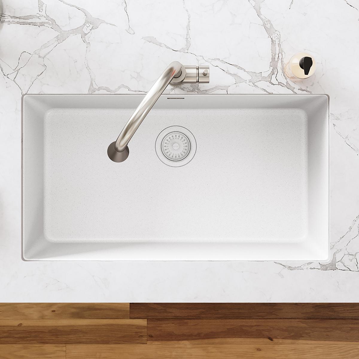 Elkay Polymer Drain Fitting with Removable Basket Strainer and Rubber Stopper White LKQS35WH