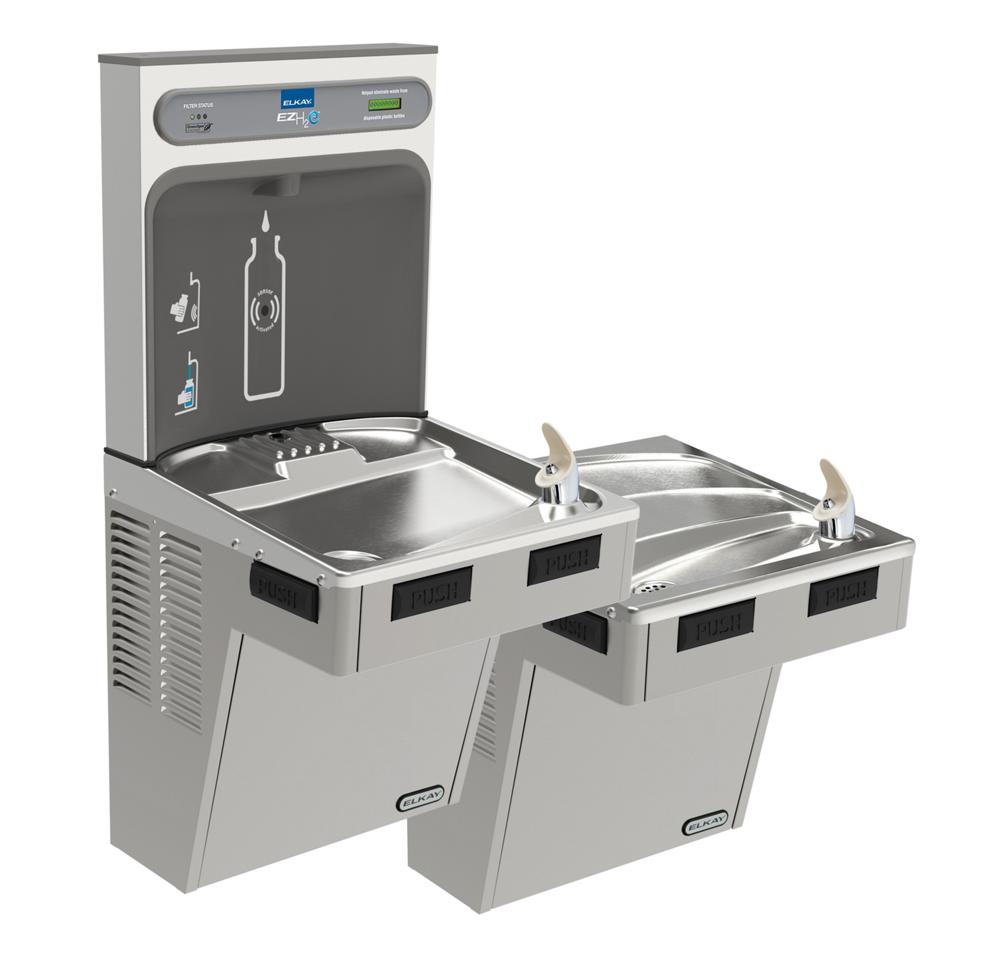 Elkay ezH2O Bottle Filling Station with Mechanically Activated Bi-Level ADA Cooler Filtered Refrigerated Light LMABFTL8WSLK