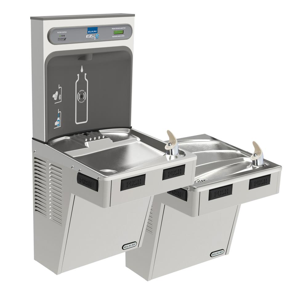 Elkay ezH2O Bottle Filling Station with Mechanically Activated Bi-Level ADA Cooler, Filtered, 8.0 GPH LMABFTL8WSSK