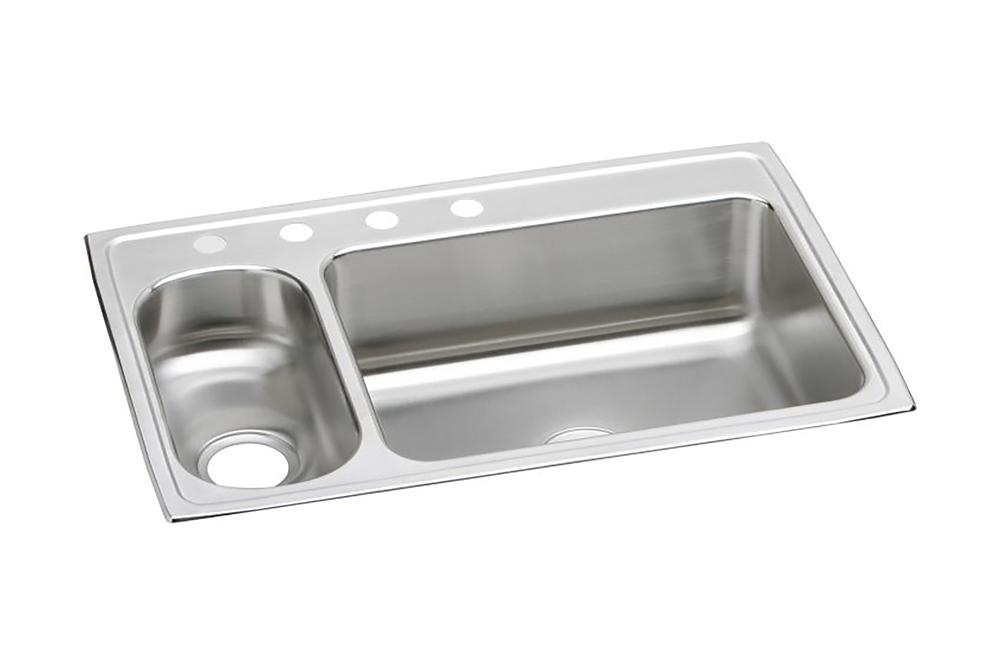 Elkay 18 Gauge Stainless Steel 33" x 22" x 7.875" Double Bowl Top Mount Kitchen Sink LMR33220
