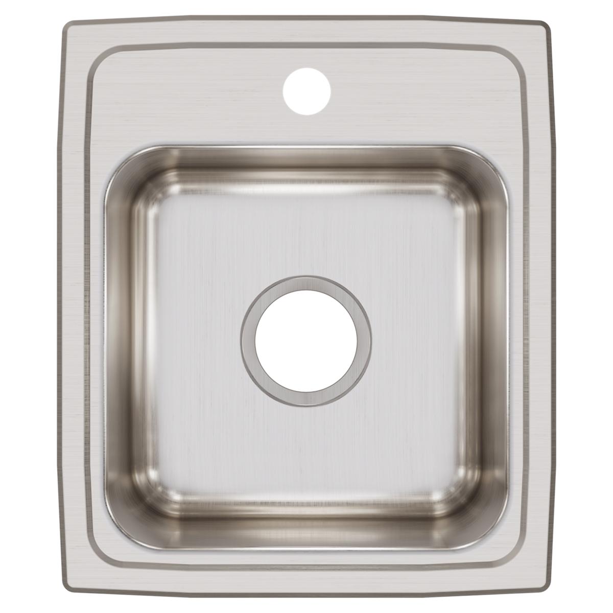 Elkay Lustertone Classic Stainless Steel 15" x 17-1/2" x 7-5/8", 1-Hole Single Bowl Drop-in Bar Sink LR15171